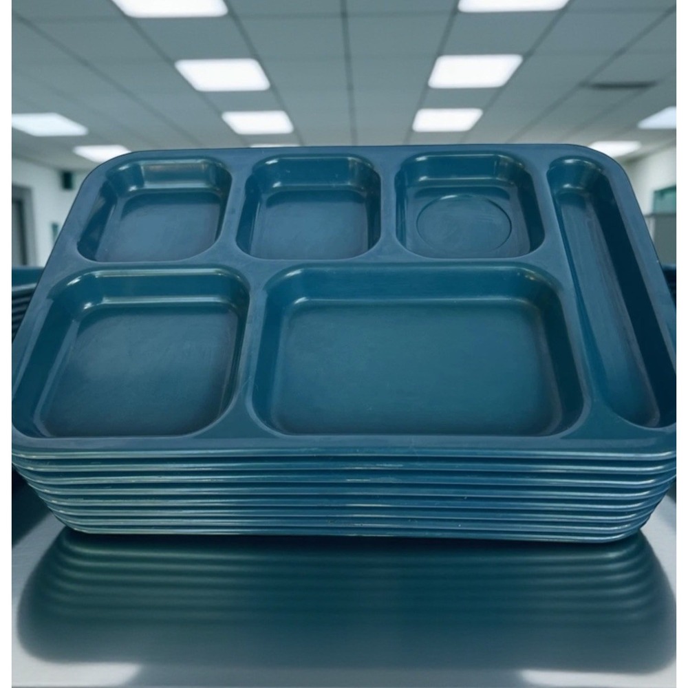 VTG Set x8 Sun Coast Dallas Ware Teal School Cafeteria Lunch Trays Melamine